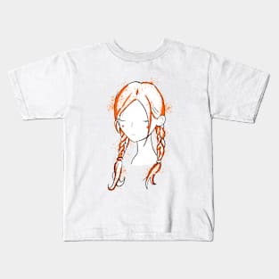 Pretty girl long hairstyles - red Kids T-Shirt